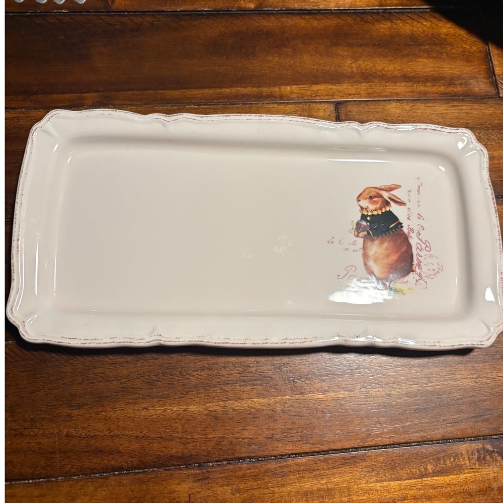 Magenta by Rae Dunn Parisian Peter Rabbit Bunny Script Platter Tray‎